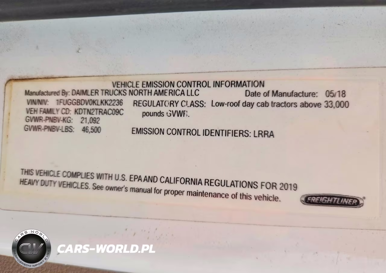 2019 Freightliner Cascadia VIN:1FUGGBDV0KLKK2236 - 11