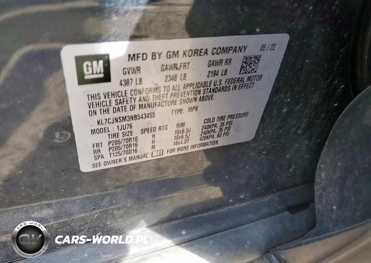 2022 Chevrolet Trax Ls VIN:KL7CJNSM3NB543455 - 13