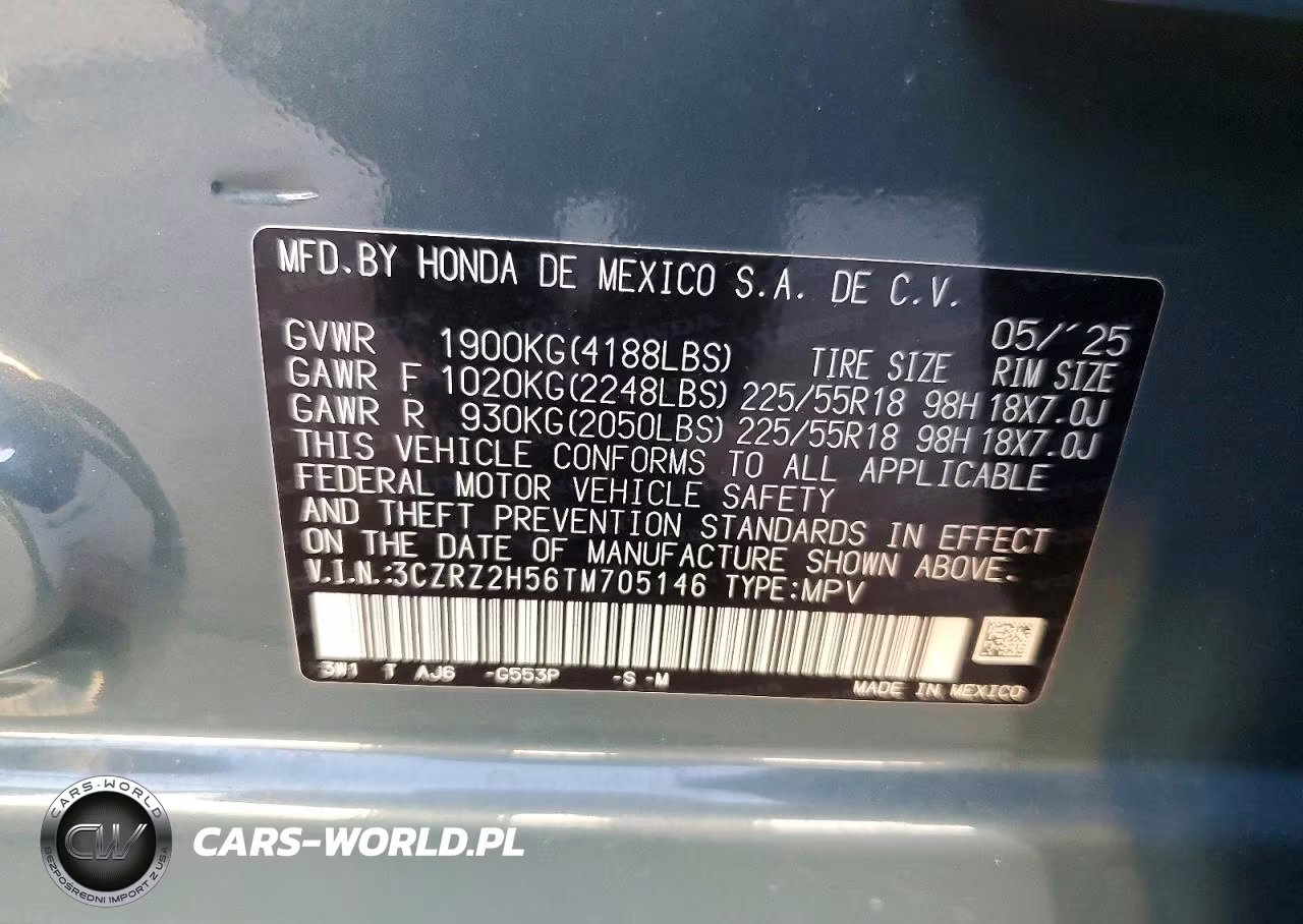2026 Honda Hr-V Sport VIN:3CZRZ2H56TM705146 - 13