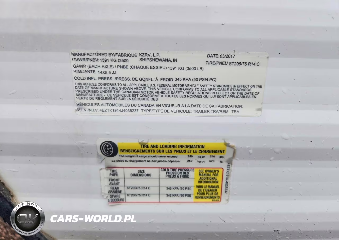 2018 Kz Trailers VIN:4EZTK1914J4035237 - 10