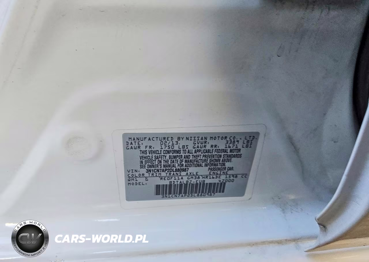 2013 Nissan Versa 1.6 S VIN:3N1CN7AP2DL880987 - 12