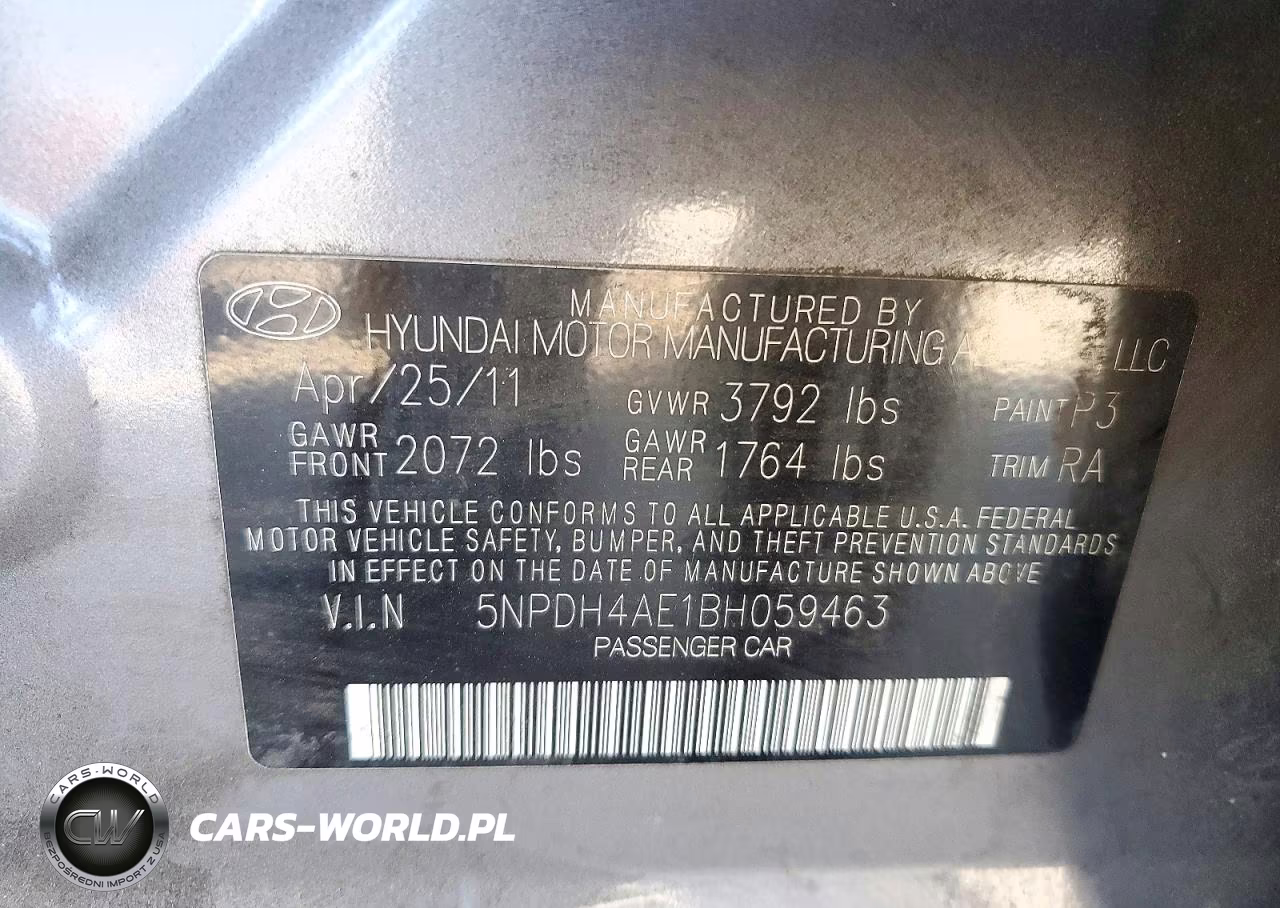 2011 Hyundai Elantra Gls VIN:5NPDH4AE1BH059463 - 12