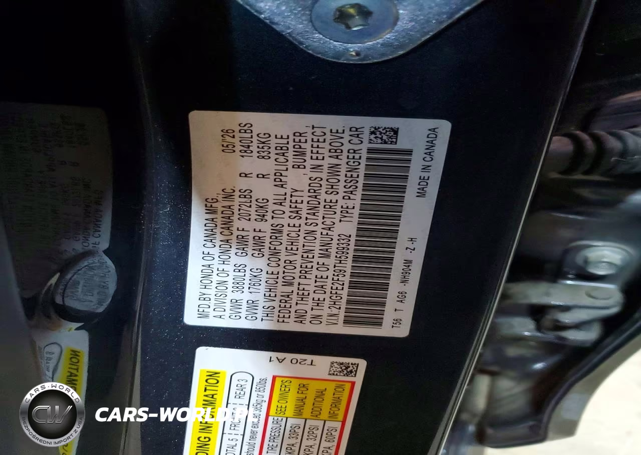 2026 Honda Civic Sport VIN:2HGFE2F59TH599332 - 12