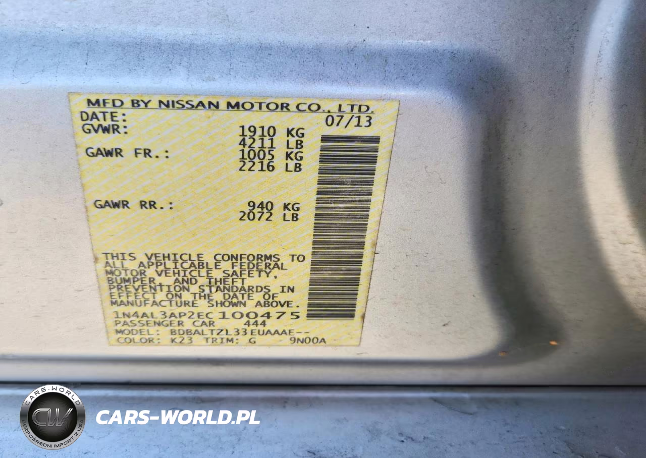 2014 Nissan Altima 2.5 VIN:1N4AL3AP2EC100475 - 12