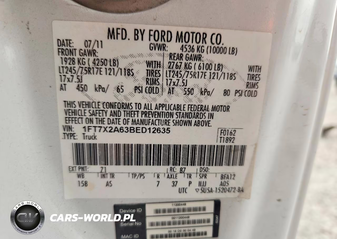 2011 Ford F250 Super Duty VIN:1FT7X2A63BED12635 - 13