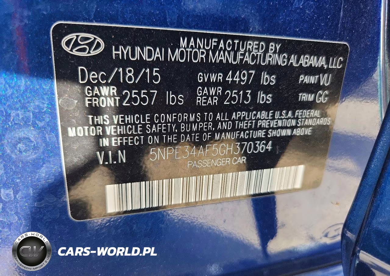 2016 Hyundai Sonata Sport VIN:5NPE34AF5GH370364 - 12