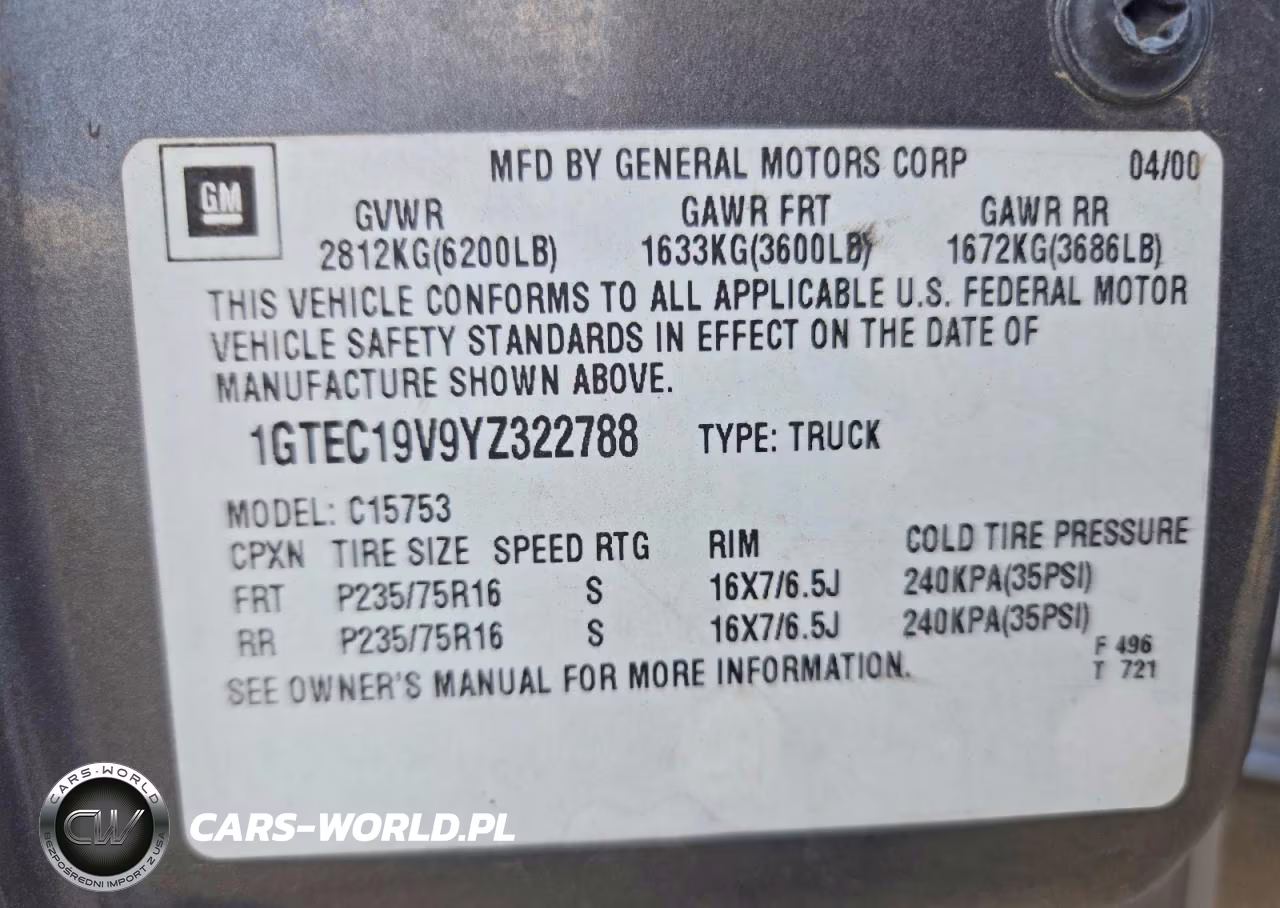 2000 GMC New Sierra C1500 VIN:1GTEC19V9YZ322788 - 12