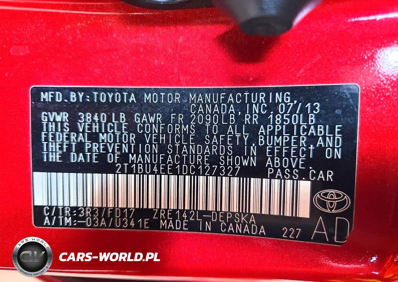 2013 Toyota Corolla S VIN:2T1BU4EE1DC127327 - 12