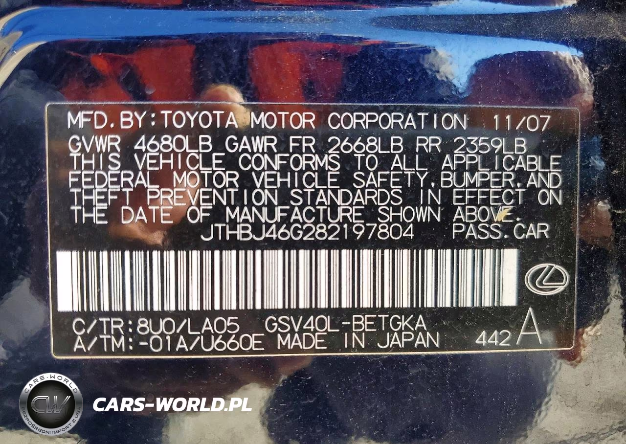 2008 Lexus Es 350 VIN:JTHBJ46G282197804 - 12