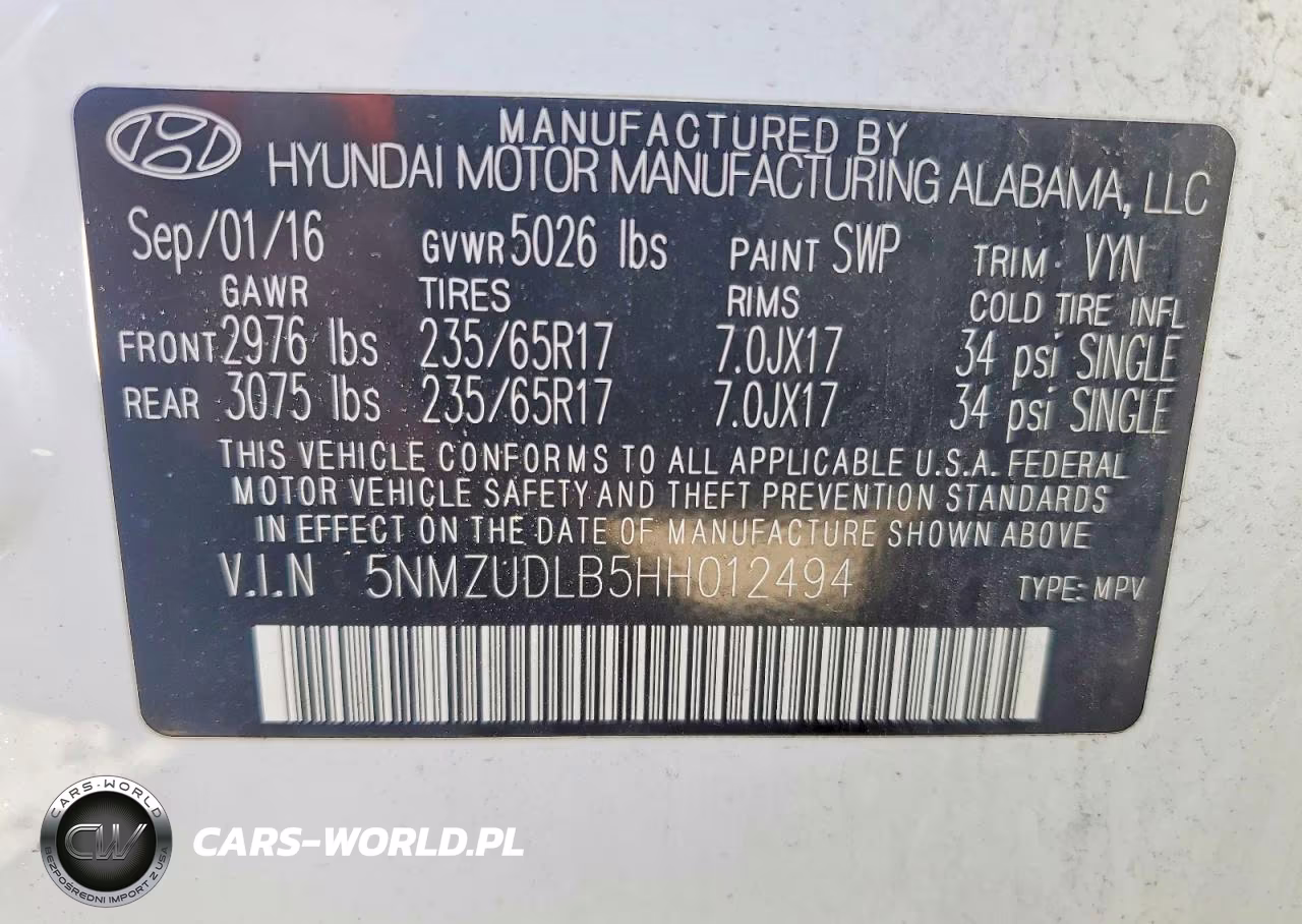 2017 Hyundai Santa Fe Sport 2.4L VIN:5NMZUDLB5HH012494 - 13