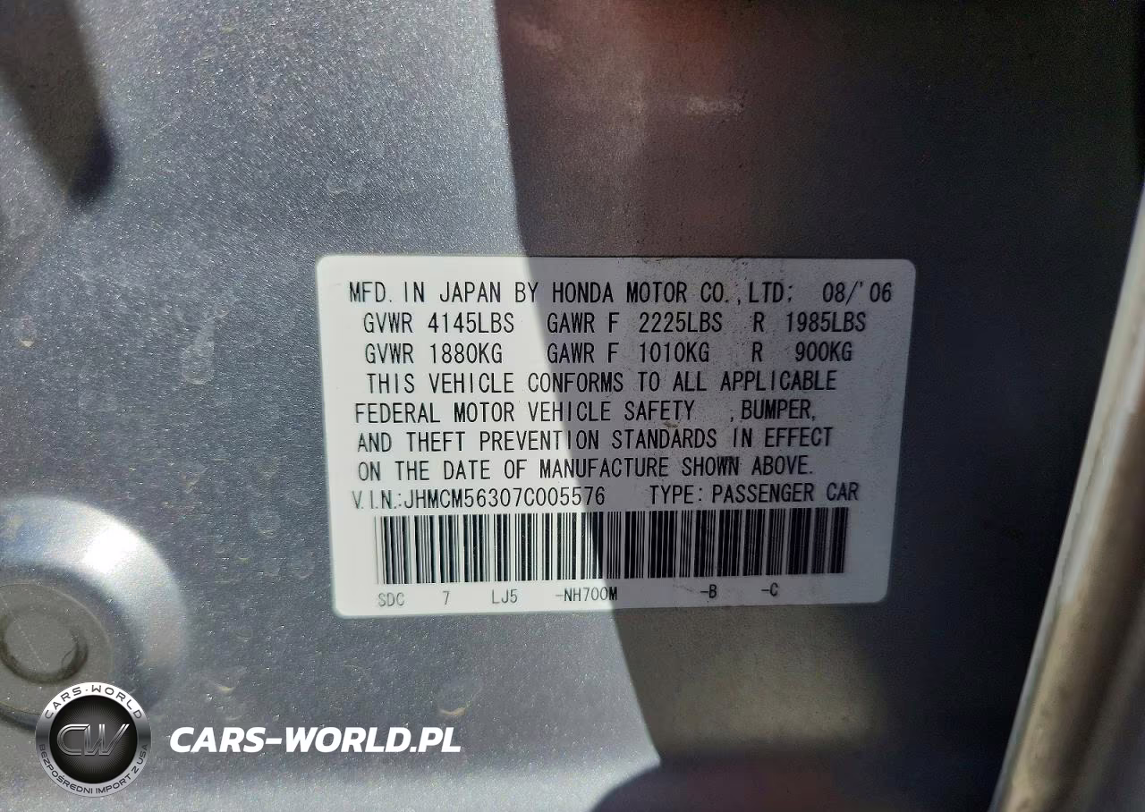2007 Honda Accord Se VIN:JHMCM56307C005576 - 12