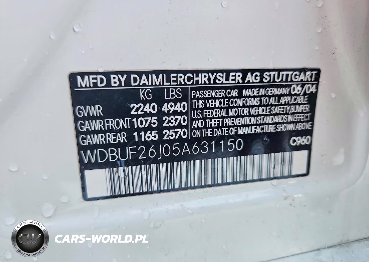2005 Mercedes-Benz E 320 Cdi VIN:WDBUF26J05A631150 - 12
