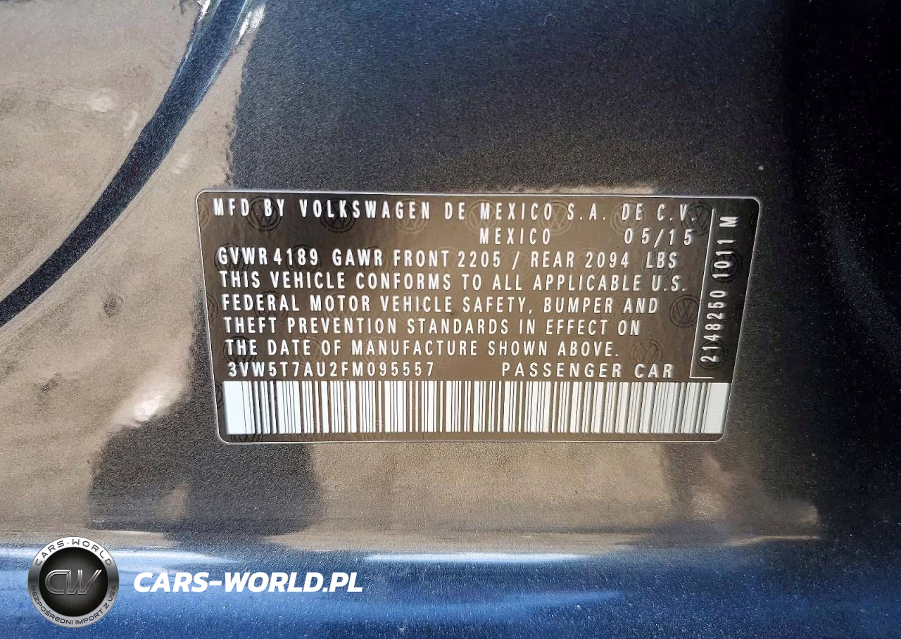2015 Volkswagen Gti VIN:3VW5T7AU2FM095557 - 12