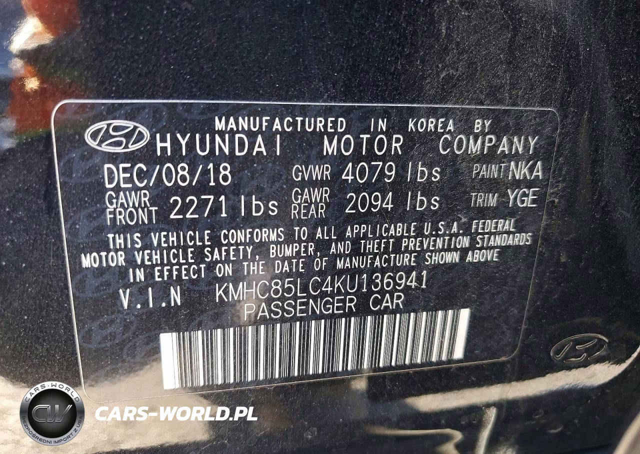 2019 Hyundai Ioniq Limited VIN:KMHC85LC4KU136941 - 12