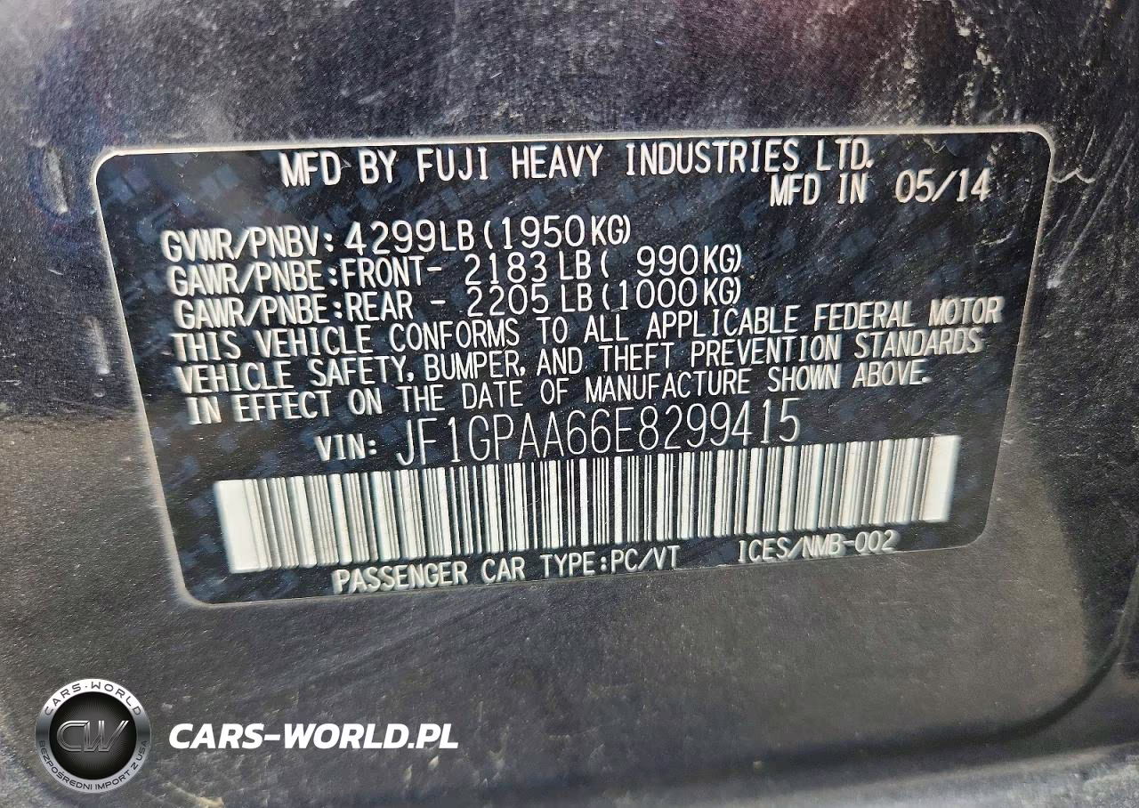 2014 Subaru Impreza VIN:JF1GPAA66E8299415 - 12