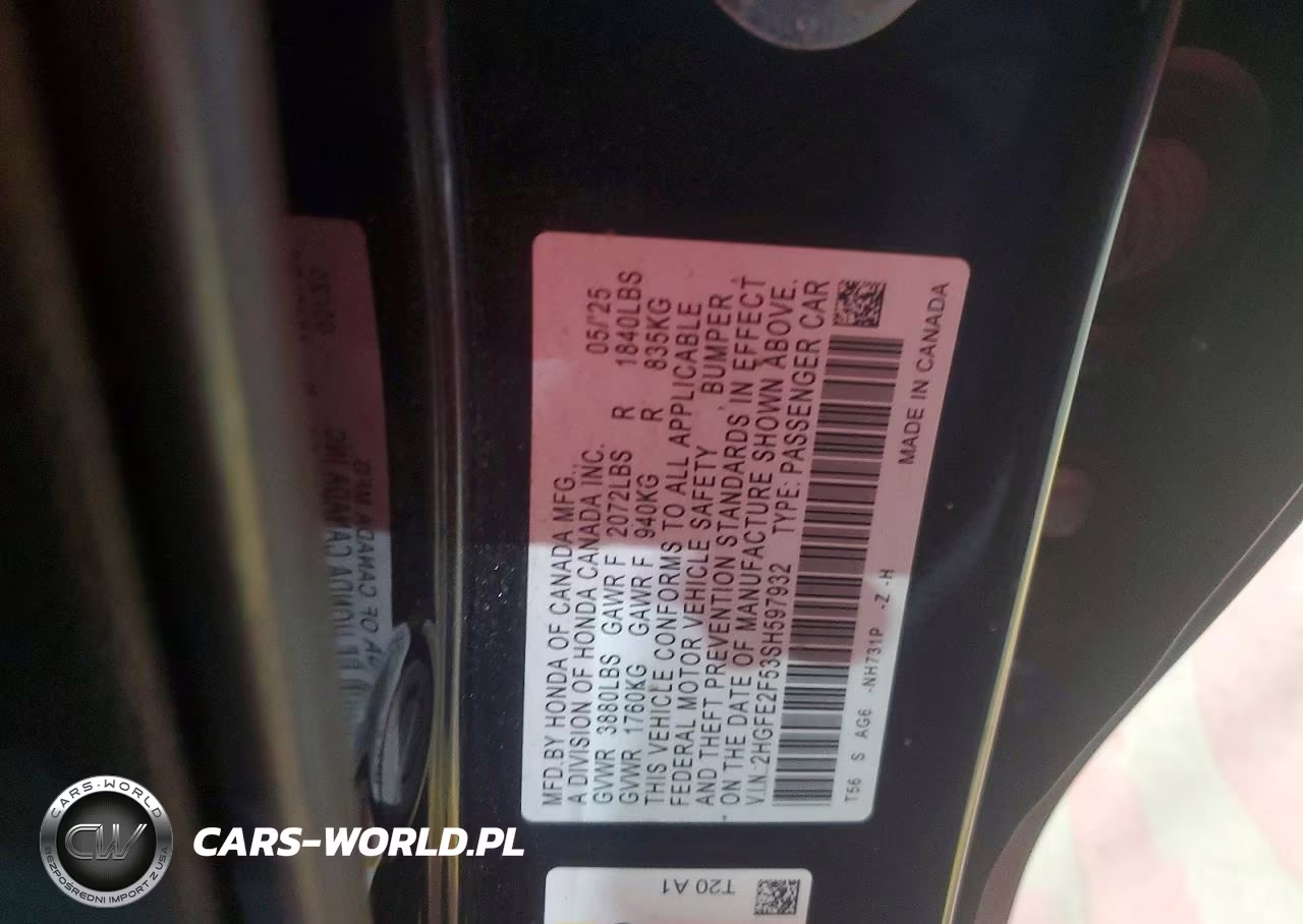 2025 Honda Civic Sport VIN:2HGFE2F53SH597932 - 12