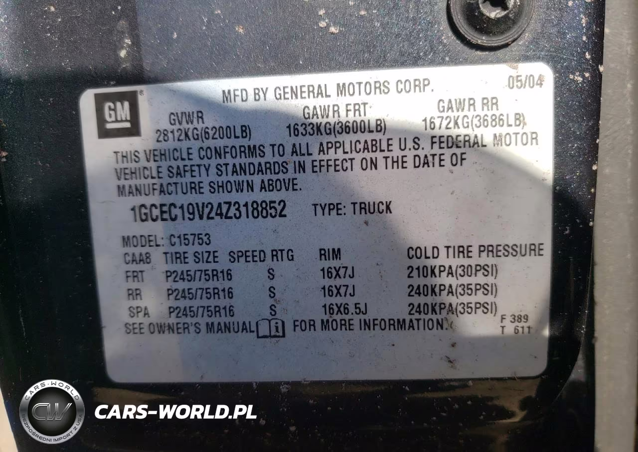 2004 Chevrolet Silverado C1500 VIN:1GCEC19V24Z318852 - 10