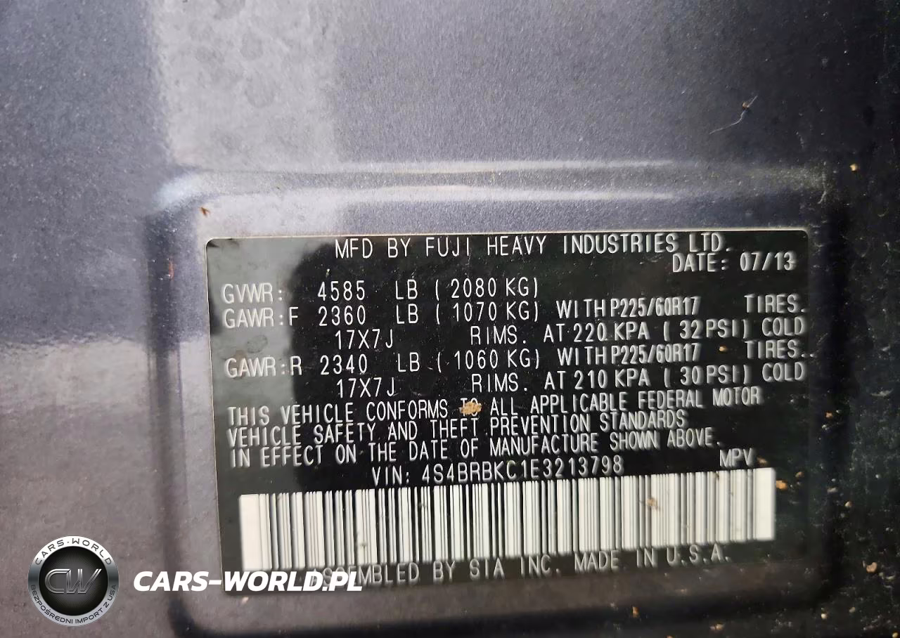 2014 Subaru Outback 2.5I Limited VIN:4S4BRBKC1E3213798 - 12