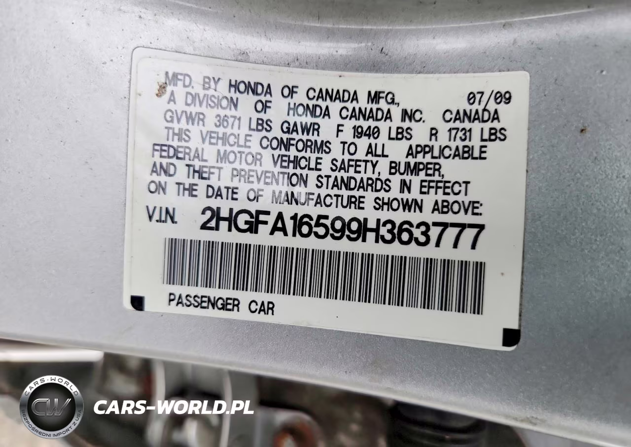 2009 Honda Civic Lx VIN:2HGFA16599H363777 - 13