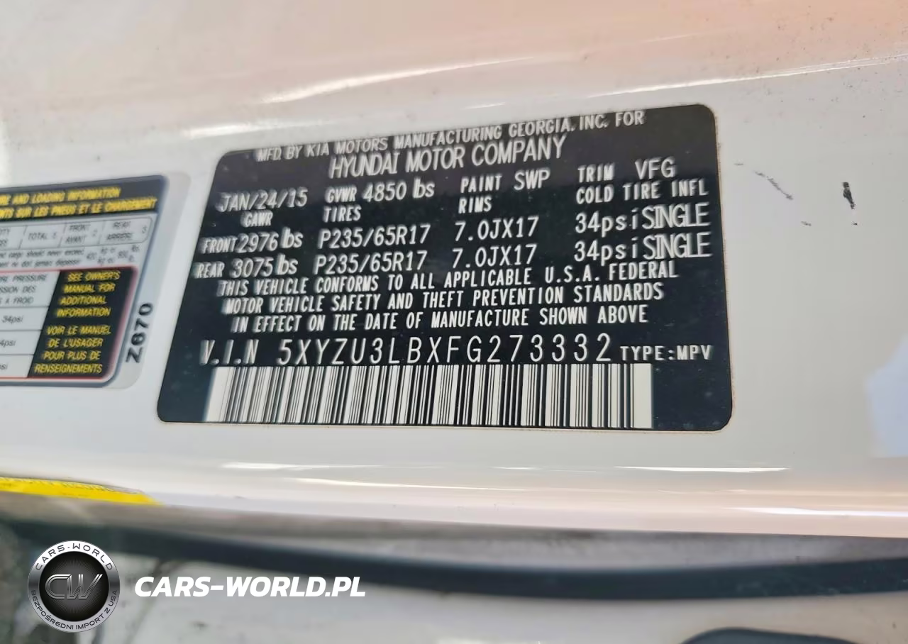 2015 Hyundai Santa Fe Sport 2.4L VIN:5XYZU3LBXFG273332 - 13
