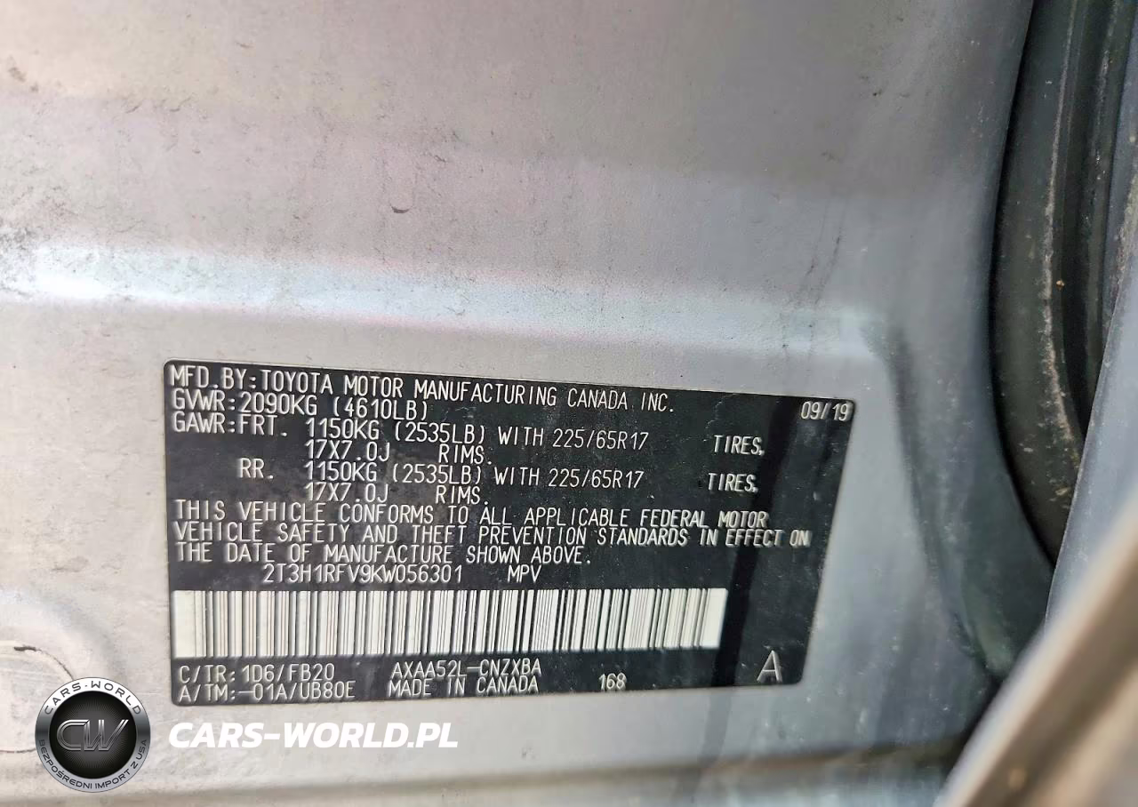 2019 Toyota Rav4 Le VIN:2T3H1RFV9KW056301 - 12