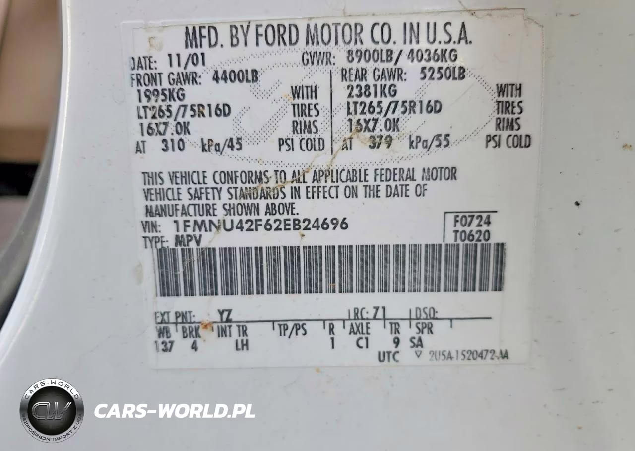 2002 Ford Excursion Limited VIN:1FMNU42F62EB24696 - 13