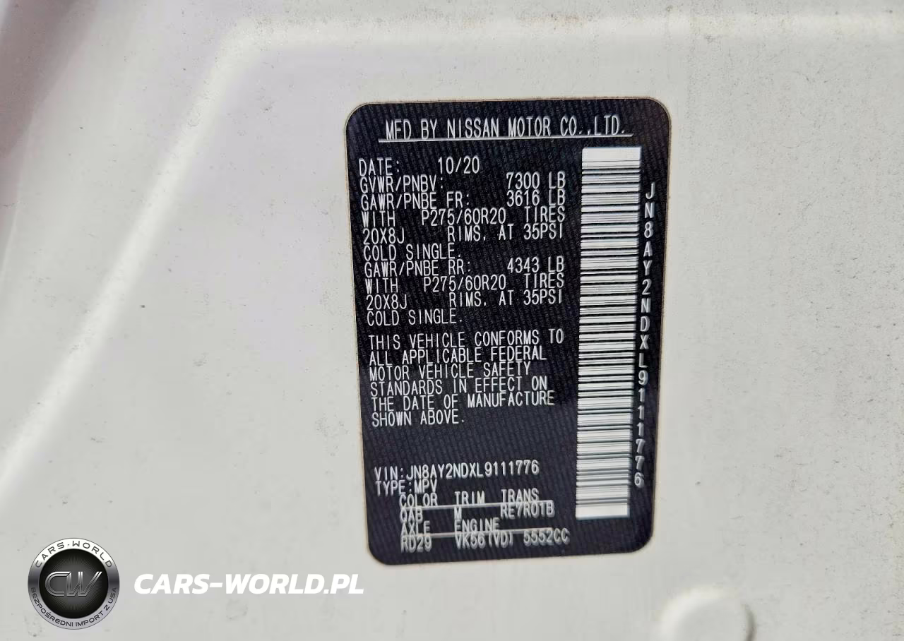 2020 Nissan Armada Sl VIN:JN8AY2NDXL9111776 - 13