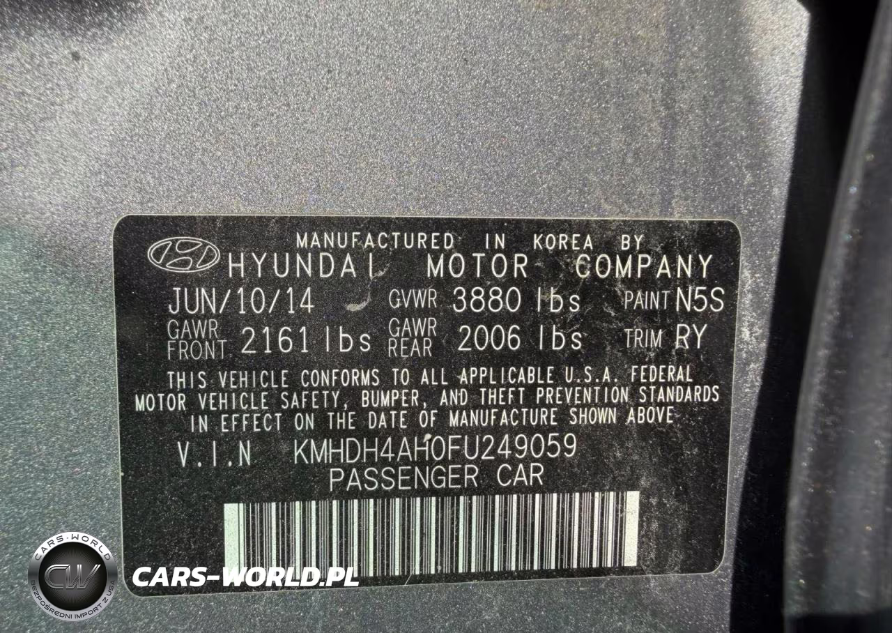 2015 Hyundai Elantra Sport VIN:KMHDH4AH0FU249059 - 10