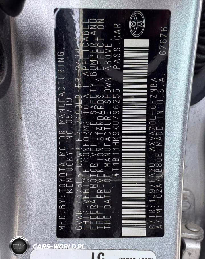 2019 Toyota Camry L VIN:4T1B11HK9KU796255 - 10