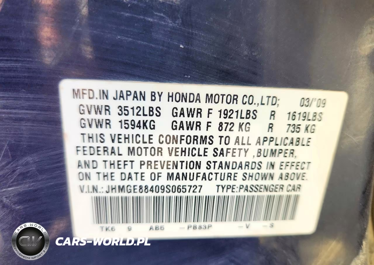 2009 Honda Fit Sport VIN:JHMGE88409S065727 - 12