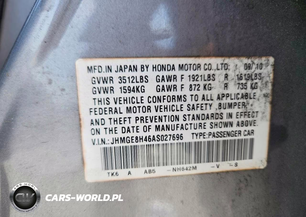 2010 Honda Fit Sport VIN:JHMGE8H46AS027696 - 12