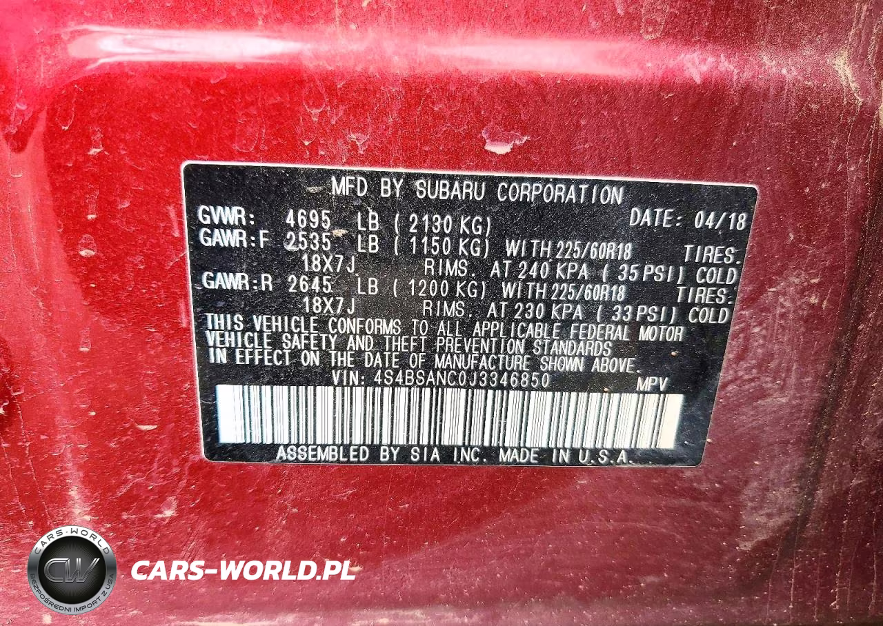 2018 Subaru Outback 2.5I Limited VIN:4S4BSANC0J3346850 - 13
