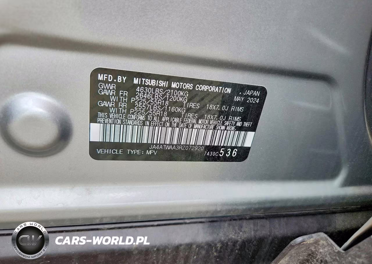 2024 Mitsubishi Eclipse Cross Se VIN:JA4ATWAA3RZ072920 - 12