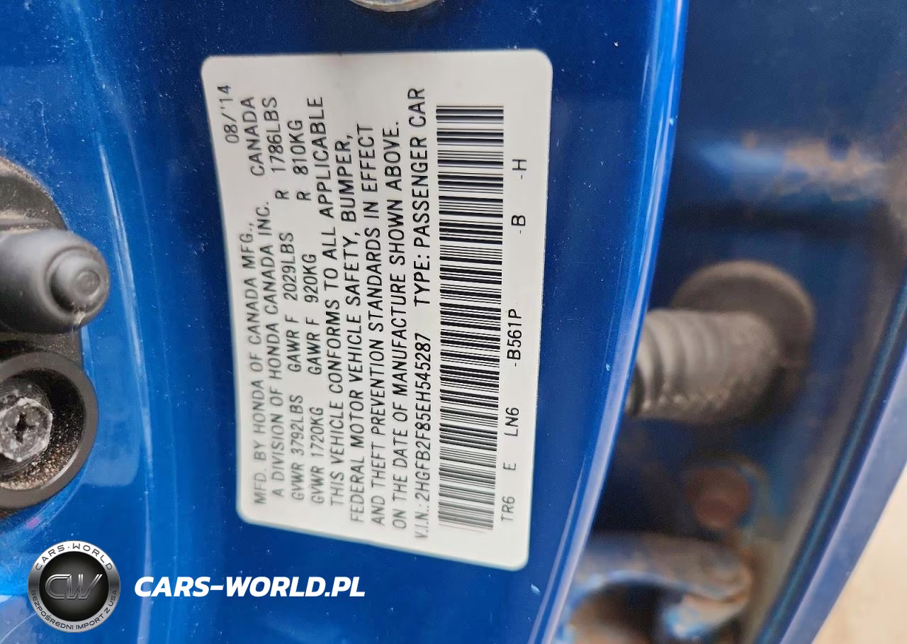 2014 Honda Civic Ex VIN:2HGFB2F85EH545287 - 12