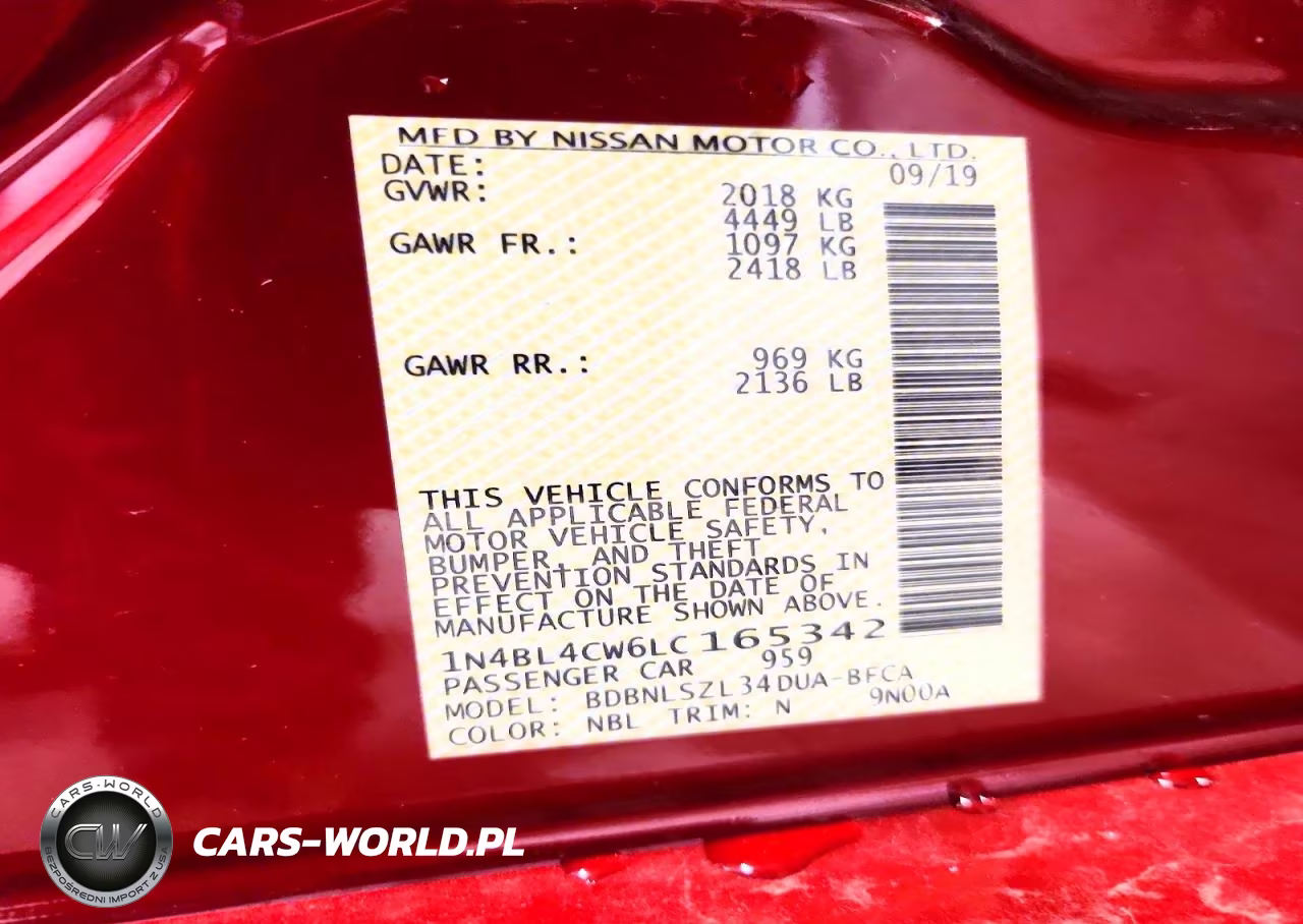 2020 Nissan Altima Sr VIN:1N4BL4CW6LC165342 - 13