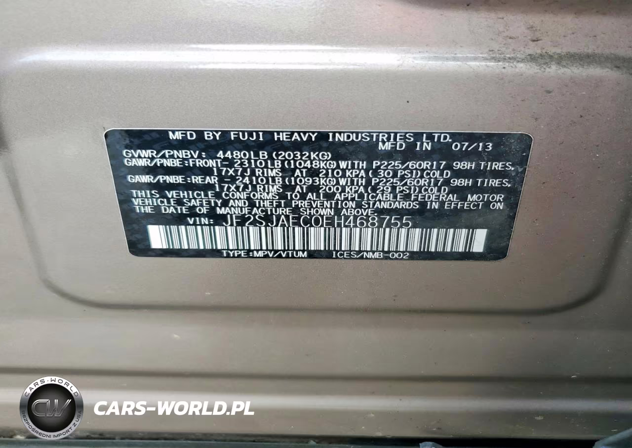 2014 Subaru Forester 2.5I Premium VIN:JF2SJAEC0EH468755 - 13