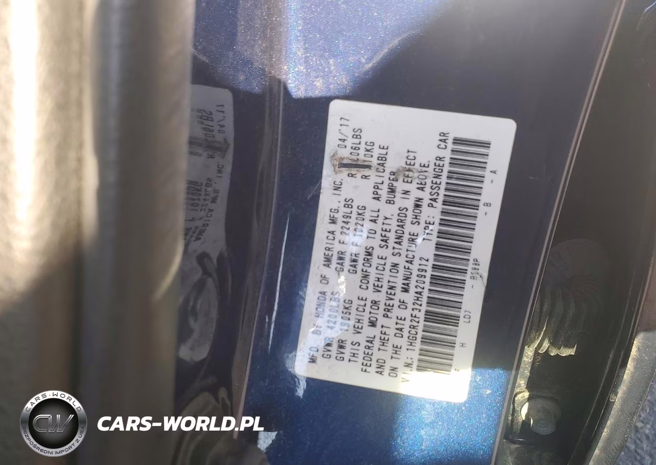 2017 Honda Accord Lx VIN:1HGCR2F32HA209912 - 12