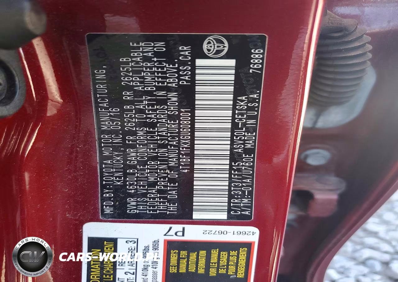 2016 Toyota Camry Se VIN:4T1BF1FKXGU608001 - 12