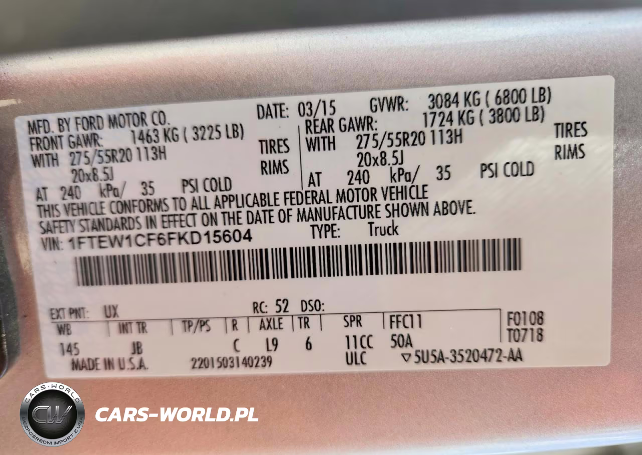 2015 Ford F150 Supercrew VIN:1FTEW1CF6FKD15604 - 12