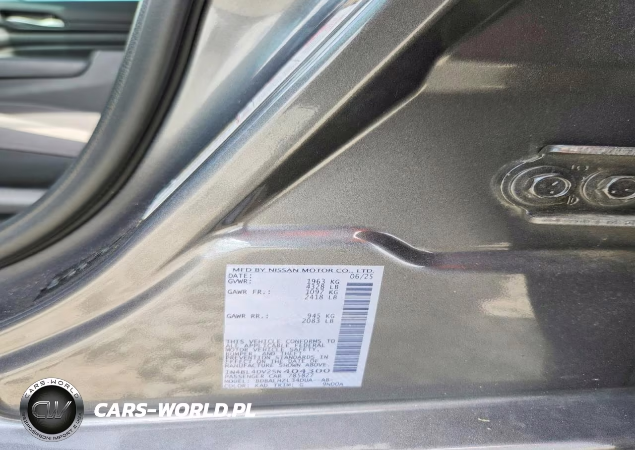 2025 Nissan Altima Sv VIN:1N4BL4DV2SN404300 - 13