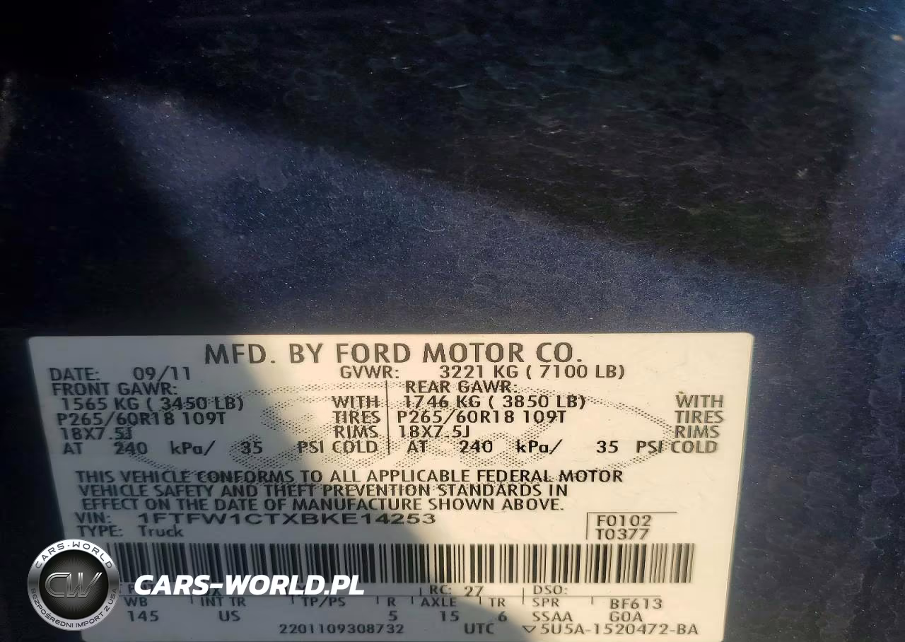 2011 Ford F150 Supercrew VIN:1FTFW1CTXBKE14253 - 12