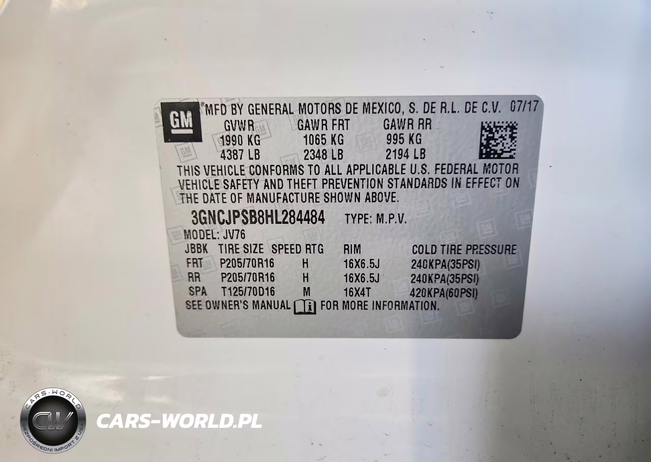 2017 Chevrolet Trax 1Lt VIN:3GNCJPSB8HL284484 - 12