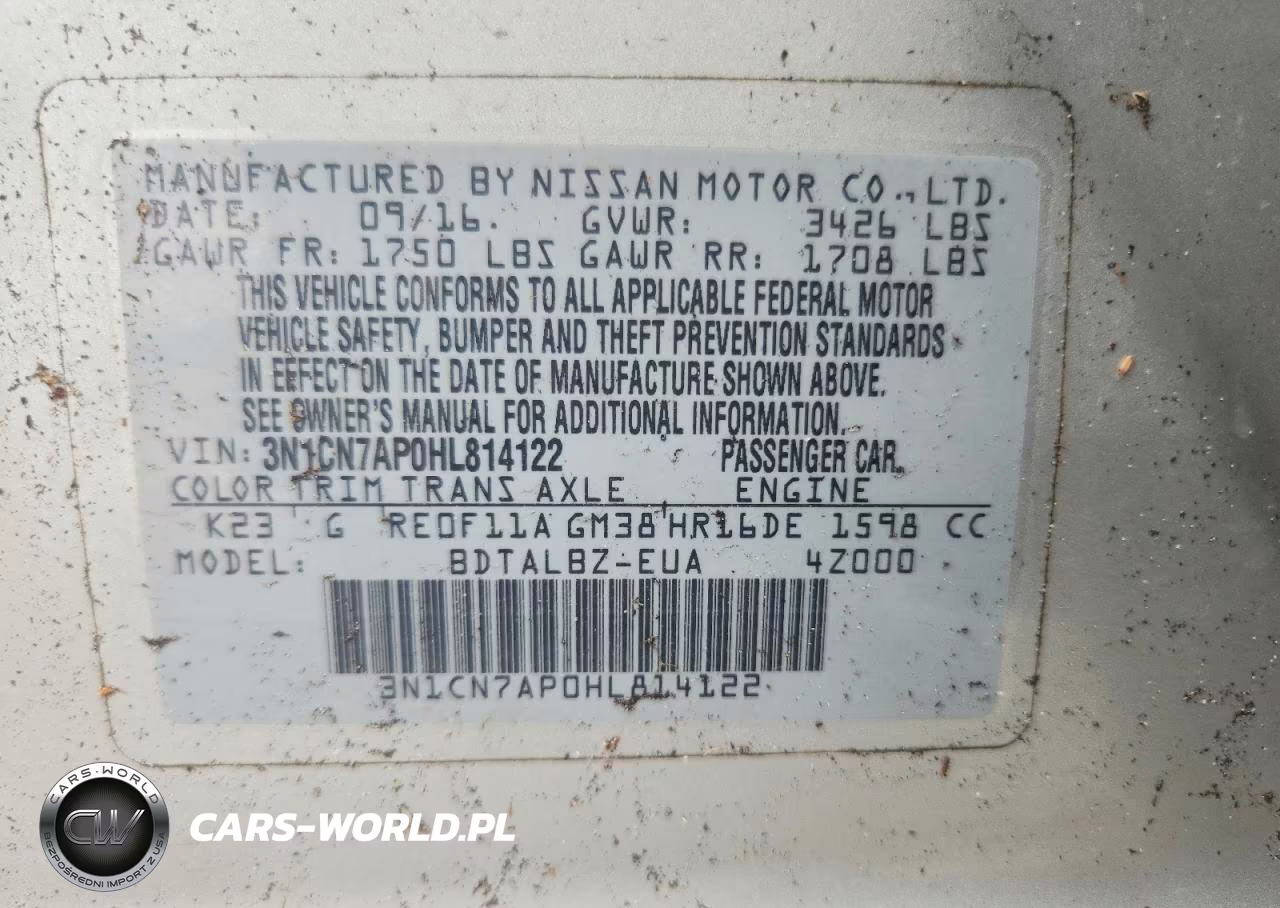 2017 Nissan Versa 1.6 Sv VIN:3N1CN7AP0HL814122 - 13