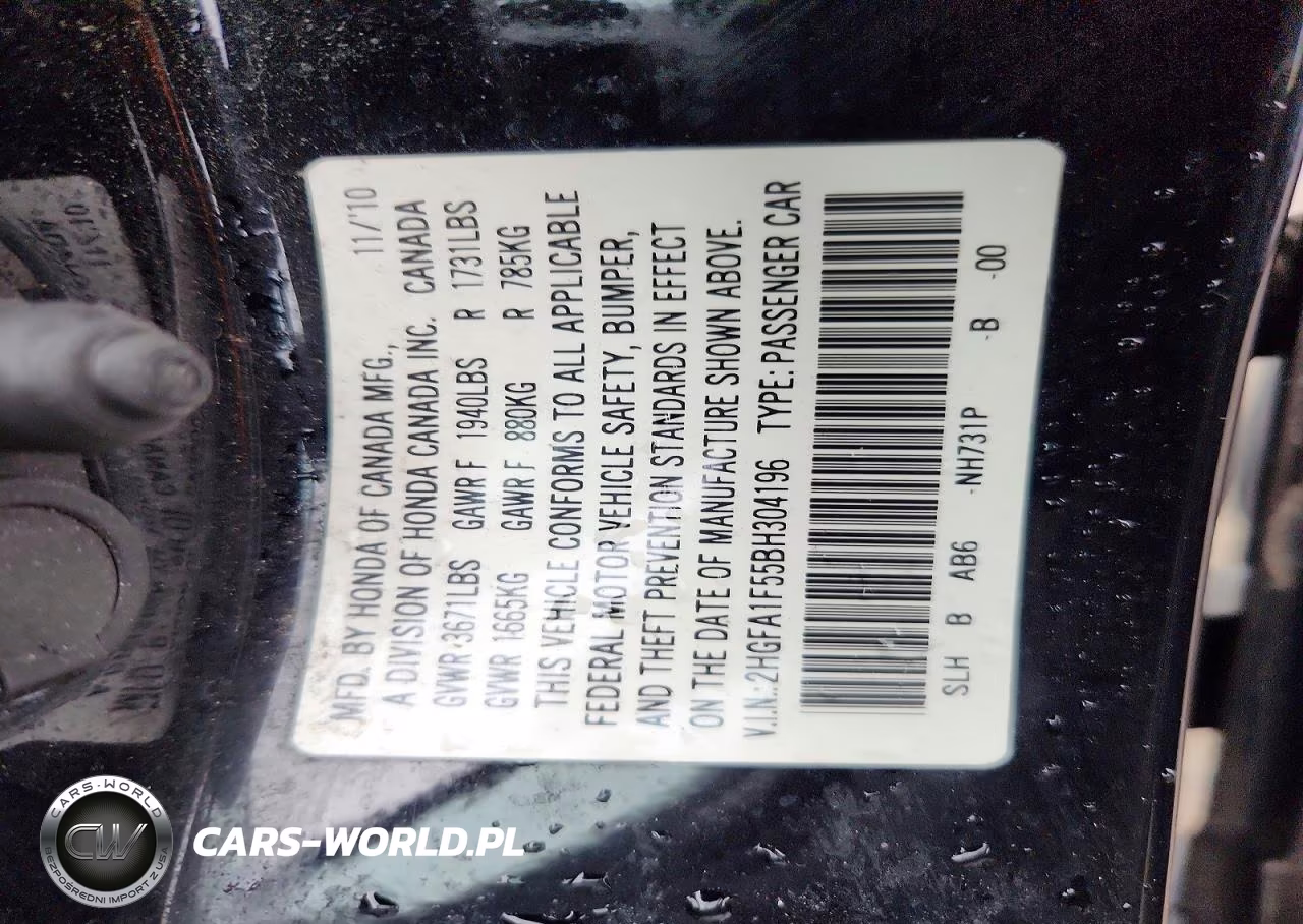 2011 Honda Civic Lx VIN:2HGFA1F55BH304196 - 12