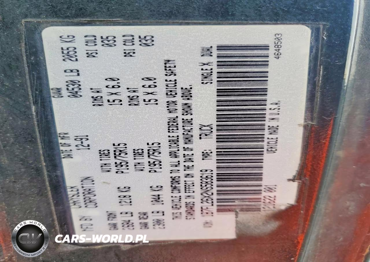 1992 Dodge Dakota VIN:1B7FL26X2NS583619 - 12