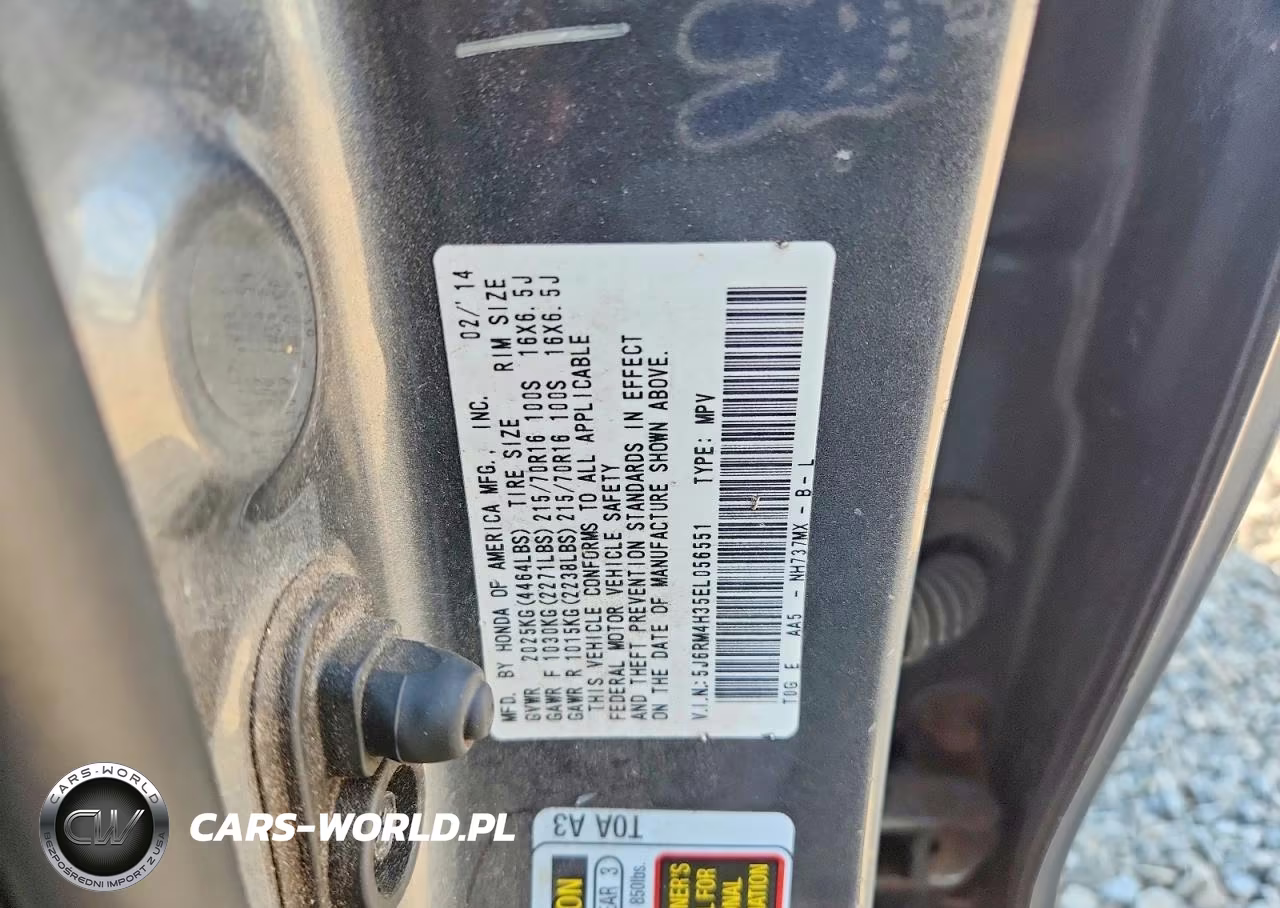 2014 Honda Cr-V Lx VIN:5J6RM4H35EL056551 - 13