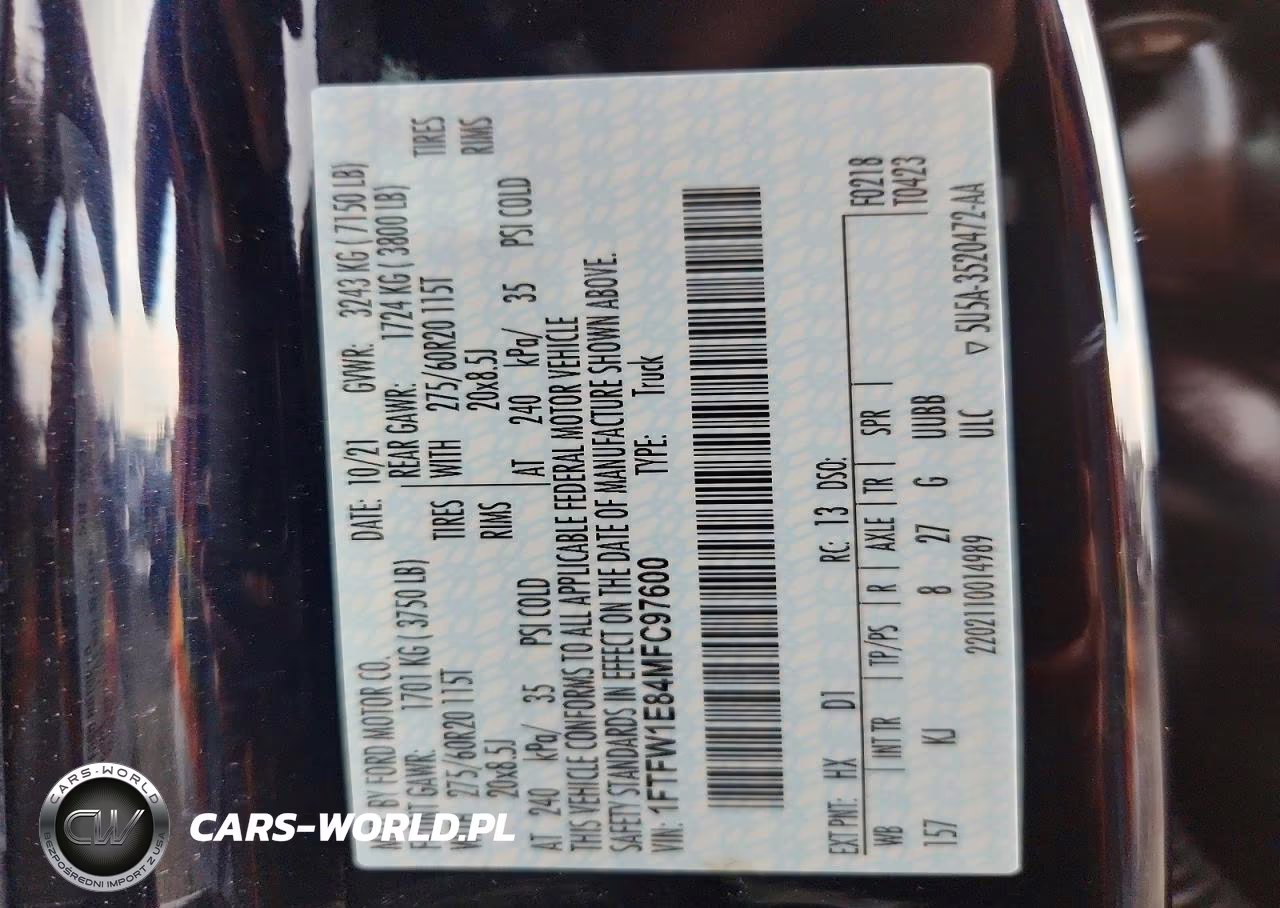 2021 Ford F150 Supercrew VIN:1FTFW1E84MFC97600 - 12