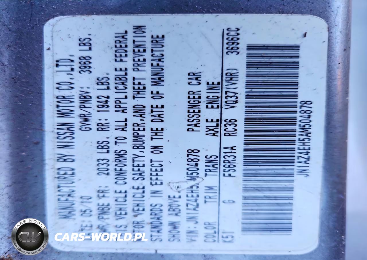 2010 Nissan 370Z Base VIN:JN1AZ4EH5AM504878 - 12