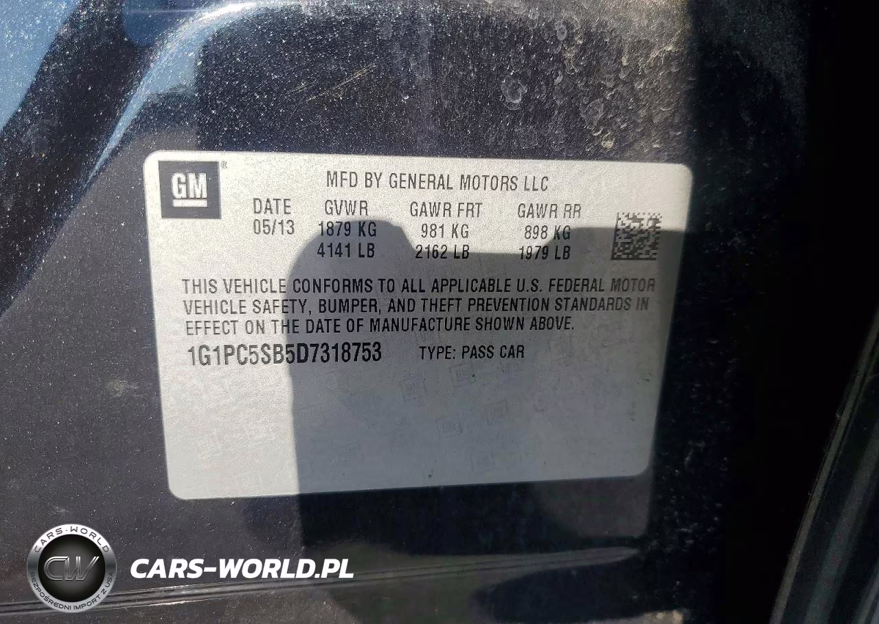 2013 Chevrolet Cruze Lt VIN:1G1PC5SB5D7318753 - 12