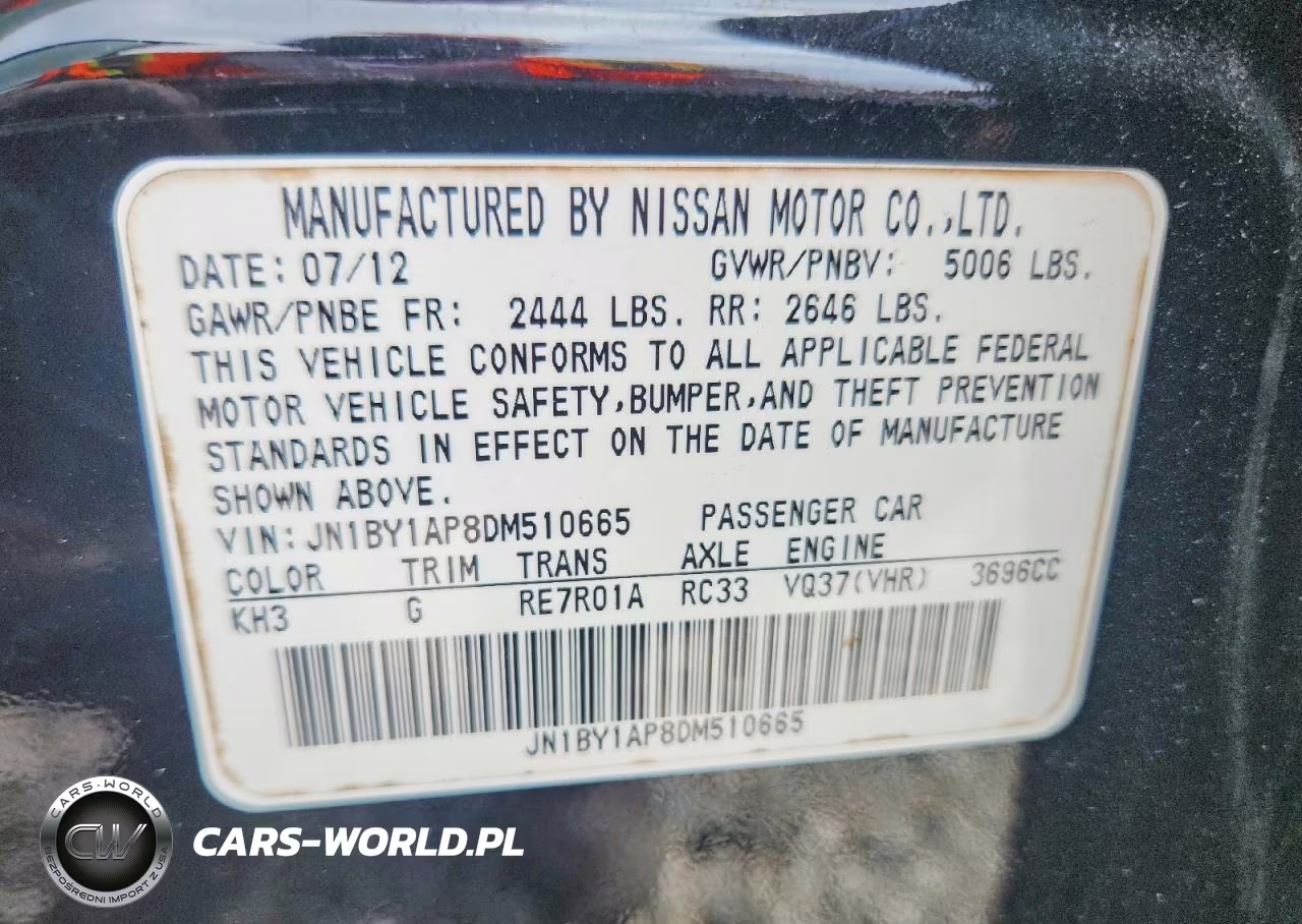 2013 Infiniti M37 Base VIN:JN1BY1AP8DM510665 - 12